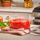 GobekUsa Heat-Resistant Glass Cooking Pot with Lid - 1.6L | Versatile Soup and Stock Pot