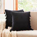 GobekUsa Black Velvet Tassel Fringe Throw Pillow Cover for Bed Sofa Couch