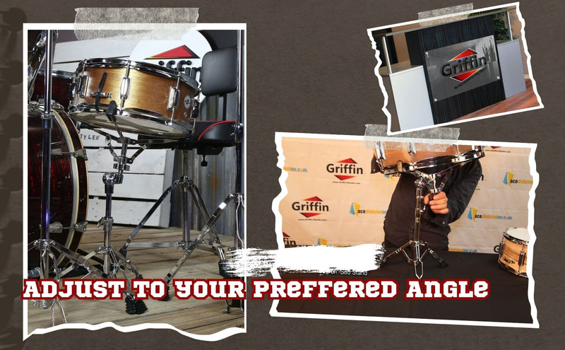 2-PACK Snare Drum Stand by GRIFFIN | Chrome Double Braced, Light Weight Mount for Standard Snares, Tom Drums & Practice Pad | Slip-Proof Gear Tilter & Clamp Style Basket Holder Percussion Hardware Kit