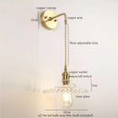 GobekUsa Green Glass LED Wall Light Fixture | Modern Nordic Pull Chain Lamp
