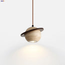 GobekUsa Cave Stone LED Pendant Lights Wood Home Decor Yellow Globe Hanging Lamp