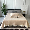 GobekUsa Lace Ruffles Quilted Bedspread Set with Pillowcases Queen Size