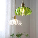 Vintage Shanghai Brass Glass Pendant Light