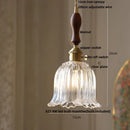 GobekUsa Acrylic LED Pendant Light: Copper Walnut Wood Flower Hang Lamp