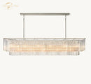 GobekUsa Amadeo Crystal LED Chandelier: Modern Rectangular Pendant Light for Kitchen Island, Dining Room