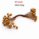 GobekUsa Gold Hybrid Flower Cherry Stamen Berries Bundle for DIY Decor