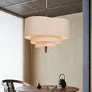 GobekUsa Japanese Wabi Sabi Fabric Pendant Lamp for Living Room Kitchen Dining Table
