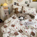 GobekUsa Cartoon Style Printed Comforter Set 4Pcs Lightweight Duvet Kits Bedding Set