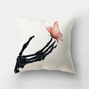 GobekUsa Deer Animal Short Plush Pillowcase with Natural Leaves and Flowers