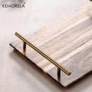 GobekUsa Lovesickness Wooden Serving Tray with Metal Handle | Elegant Fruit and Sushi Dish