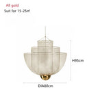 GobekUsa Gold Mesh Grid Ceiling Chandelier: Dimmable LED Indoor Lighting