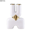 GobekUsa Gold Geometry Ceramic Vase Desk Decoration Modern Floral Room Decor Vase