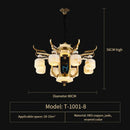 GobekUsa All Copper Jade Chandelier for Villa Living Room, Dining Room - Chinese Style Duplex Copper Lamp