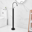 GobekUsa Black Brass Floor Standing Bathtub Faucet with Long Water Drop Design