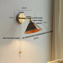 GobekUsa LED Walnut Wood Wall Sconce Pull Chain Switch Modern Japanese Style Mirror Light