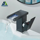 GobekUsa LED Black Waterfall Basin Faucet: Deck Mounted Hydroelectric Mixer Tap