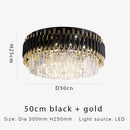 GobekUsa Gold Black Crystal Ceiling Chandelier – Modern LED Round Kitchen Pendant Lamps