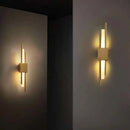 GobekUsa Art Deco Gold LED Wall Sconce with Marble Accent - Modern Bedroom & Living Room Lighting