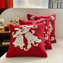 GobekUsa Christmas Cartoon Embroidered Pillow Cover Set, Festive Decorative Cushions