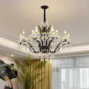 GobekUsa Crystal Candle Chandelier Lighting: Black Pendant Lamps for Dining Kitchen & Farmhouse