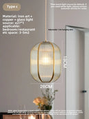 GobekUsa Brass Glass Restaurant Light Nordic Bedroom Chandelier