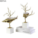 GobekUsa Golden Conch Metal Sculpture Decorative Figurine Artwork for Modern Home Decor