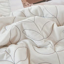GobekUsa Leaf Embroidery Double Layer Lace Ruffles Quilt Set with Bedspread & Pillowcases