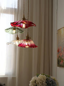 GobekUsa Japanese Sunflower Glass Pendant Lights Modern Brass Hanglamp Fixture