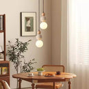 Travertine Stone and Wood Bauhaus Pendant Light