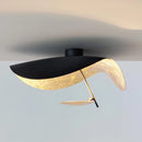 GobekUsa Lederam Manta Pendant: Industrial Black & Gold Ceiling Light with Lotus Leaf Design