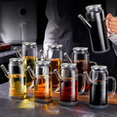 GobekUsa Glass Condiment Bottle Set for Kitchen Seasonings and BBQ, 3-Piece
