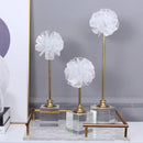 GobekUsa Crystal Flower Glass Craft Hyalinite Sculpture Metal Decor Figurine