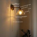 GobekUsa Glass Sconce LED Wall Lamp, Copper Nordic Bedroom Light Fixtures