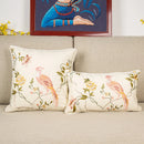 GobekUsa Bird Embroidered Cotton Cushion Cover 45x45cm Square Floral Pillow Case