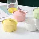 GobekUsa Ceramic Dessert Bowl with Cover, Small Porcelain Soup Bowl, Cake Baking Mold