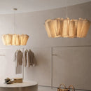 GobekUsa Creamy White Fabric Pendant Light for Dining Room, Handmade Nordic Minimalism Design