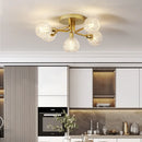 GobekUsa Gold Glass Ceiling Lamp. Modern Round Corrugated Design for Bedroom, Living Room, Cloakroom.