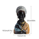GobekUsa African Exotic Black Mother And Child Resin Statues Retro Figurines For Home Decor