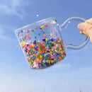 GobekUsa Love Quicksand Double Bottom Glass Cup - Cute Kawaii Girl Water Coffee Mug