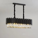 GobekUsa Crystal Chandelier: Black Gold Round LED Pendant Light for Living Room or Bedroom