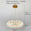 GobekUsa Clear Crystal LED Chandelier Round Lamp - Gold Metal Wire, Adjustable G4 Bulb