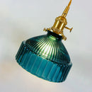 Japanese Pastoral Glass Pendant Light With Copper Accents