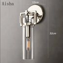 GobekUsa Industrial Glass Wall Lamp Retro Sconce for Bedroom Study Loft Dining Room