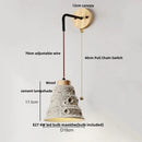 GobekUsa Cement Wood Wall Light Pull Chain Switch Adjustable Socket Nordic Modern Provencal