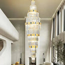 GobekUsa Crystal Chandelier: Duplex Building Spiral Staircase Contemporary Light Luxury Fixture