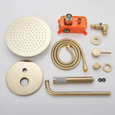 GobekUsa Gold Shower Faucet with Rainfall Head and Hand Sprayer - Wall Mount Mixer Set