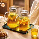GobekUsa Glass Tea Set with Stainless Steel Lid Jug and Cups