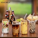 GobekUsa 17oz Glass Tumbler Cups with Glass Straw - Set of 1/2/4