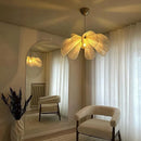 GobekUsa Cream Fabric Flower Chandelier LED Dining Table Hanging Lamp