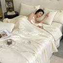 GobekUsa Bear Floral Embroidery Summer Blanket Set with Cooling Feel